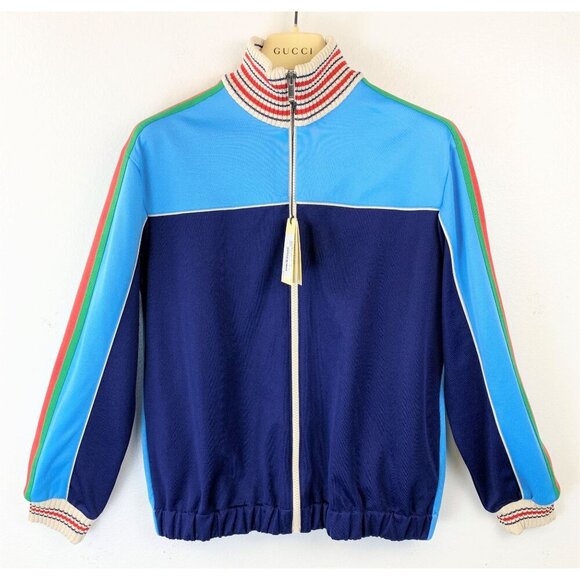 NWT Gucci Kids Technical Jersey Zip-Up Jacket With Web SIze 12